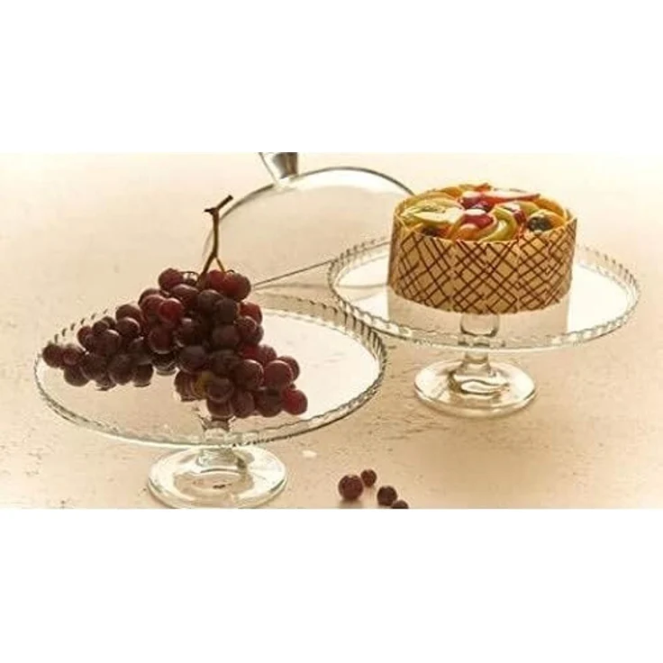 Kuchenteller mit Kuppelfuß, Gebäckserviceständer, breite Glasservierung, Dessert, Cupcake, Kekse mit Deckel, dekorative große Platte mit Stiel und Deckel – Bild 7