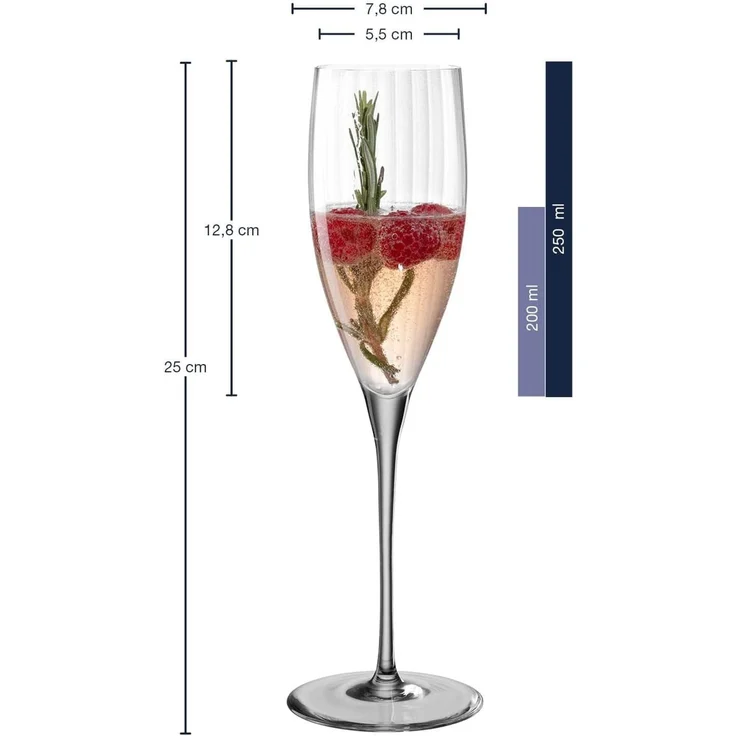 Leonardo Poesia Sektglas 6er Set, spülmaschinengeeignetes Champagnerglas, Höhe 25 cm, 250 ml, grau, 022381 – Bild 3