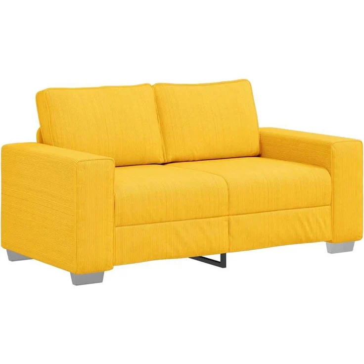 vidaXL Zweisitzer-Sofa Hellgelb 160x77x82 cm Cordstoff 4105198 – Bild 1