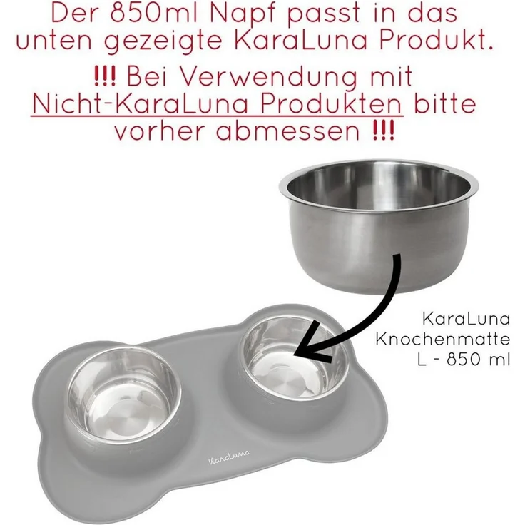KaraLuna Futternapf Edelstahl Napf Set 400 ml oder 850 mI Näpfe Ersatznapf Hunde Katzen, Edelstahl – Bild 3