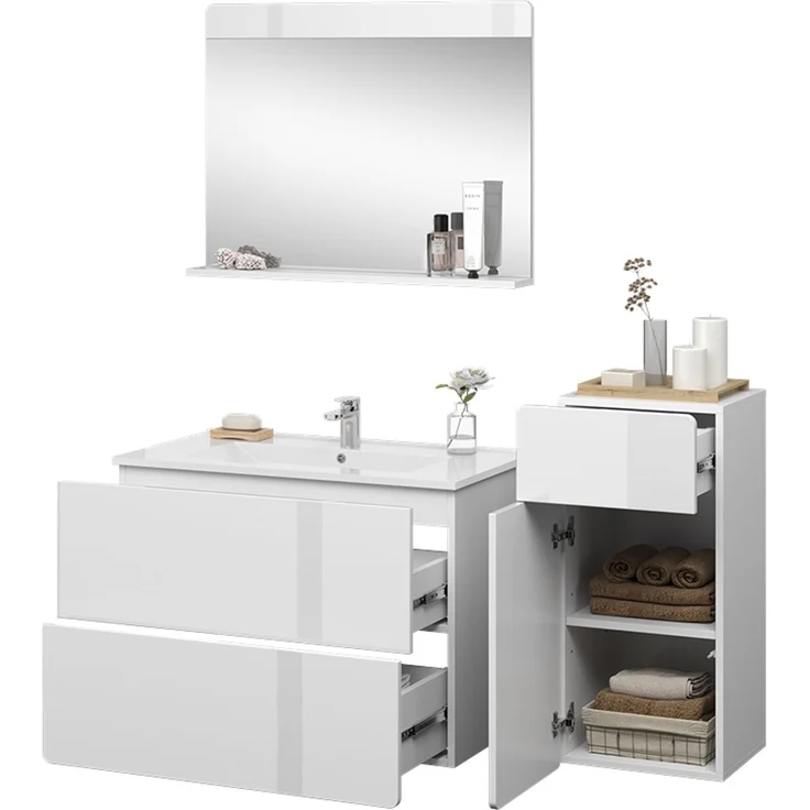Badmöbel-Set Izan Weiß 4-teilig Vicco – Bild 6