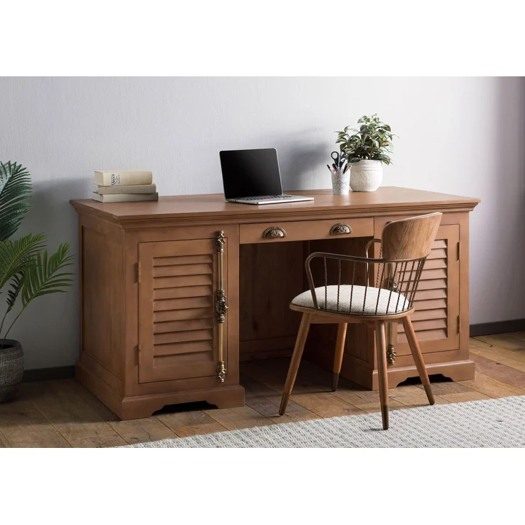 Schreibtisch Mango 160 x 80 x 76 beige geölt TOULOUSE #20 – Bild 3