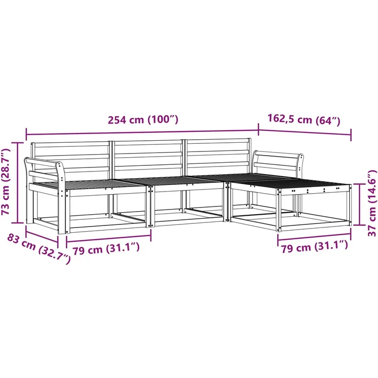 vidaXL Outdoor-Sofagarnitur 4 stk. 4-Sitzer Natur Massivholz Akazie 3367402 – Bild 8