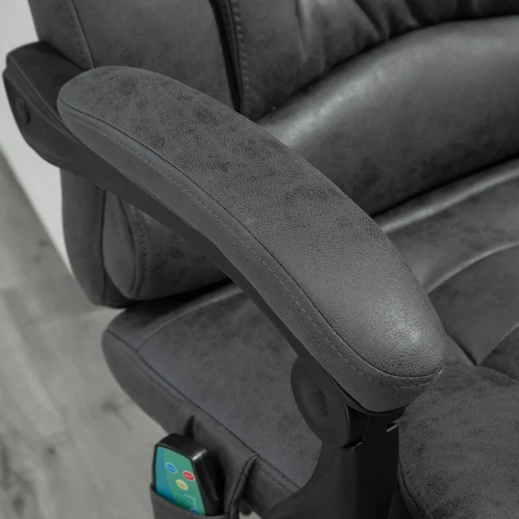 Bürostuhl mit Massage- und Wärmefunktion, ergonomisch, 6 Massagepunkte, Fußstütze, Fernbedienung, Polyester, 65 x 160 x 104 cm, Grau--Dunkelgrau--65x70x119cm--YOUDENOVA – Bild 8