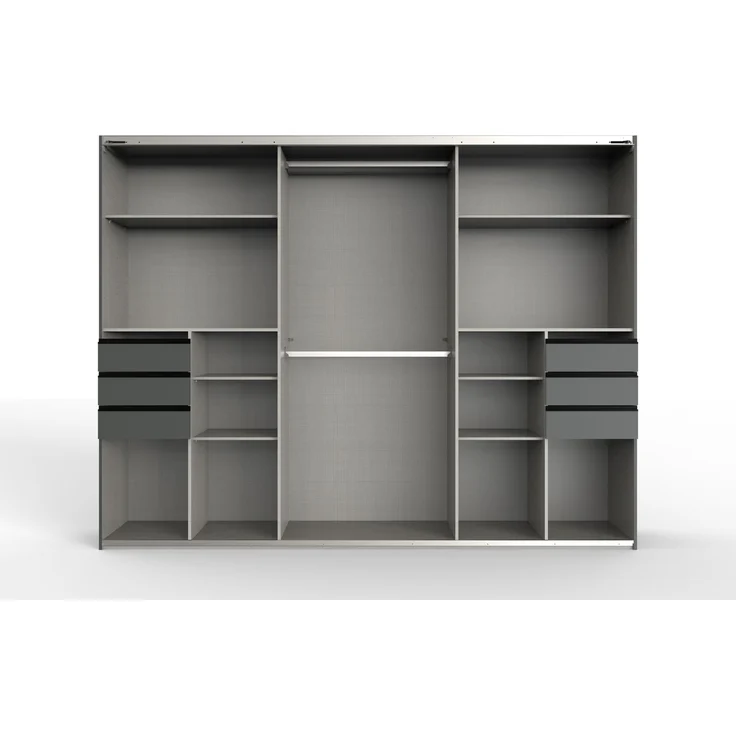 Schlafzimmer-Set >Tilburg< (5tlg.) Bett 168x92x210cm, Schrank, 2 Nachtkommoden, Kommode, Grafit – Bild 9