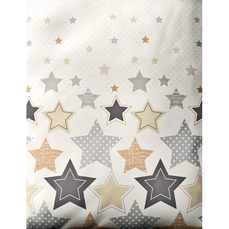 JACK Bettwäsche 135x200cm Sterne Braun Beige Offwhite, Biber, 2 teilig, tolles winterliches Sternendesign – Bild 2