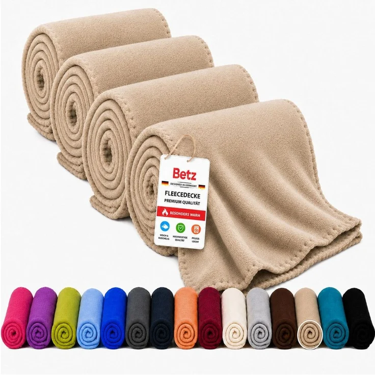 Wohndecke Fleecedecke 4 Stück 130x170 cm 180g/m² Flauschige Sofadecke, Betz – Bild 1