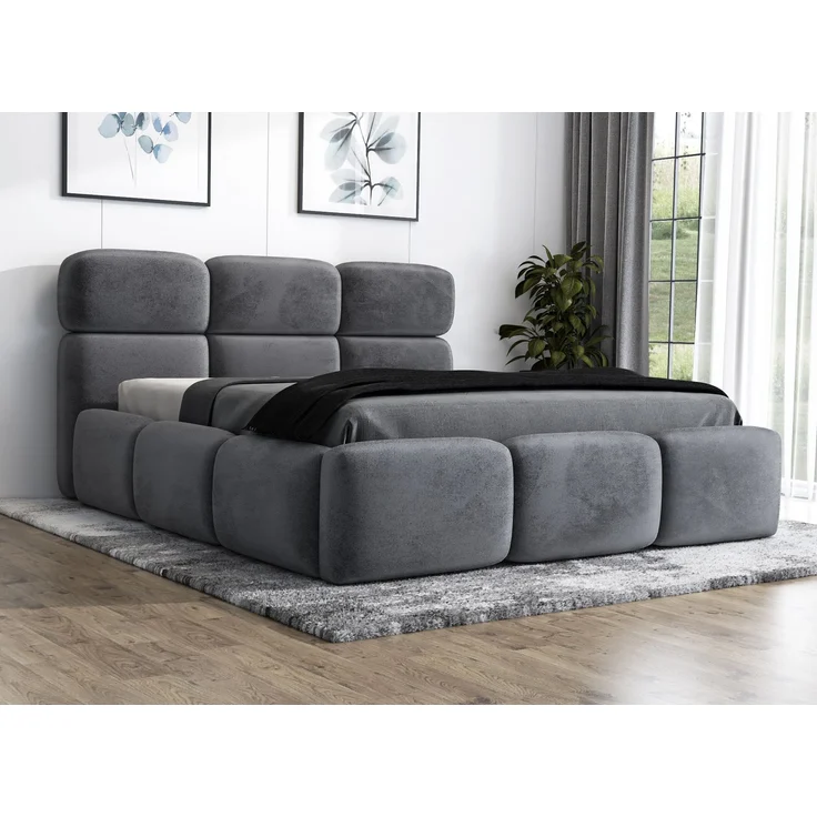 Polsterbett MAROKO 120x200 mit Matratze, Bettkasten und Lattenrost. Farbe: Anthracite 18 – Bild 3