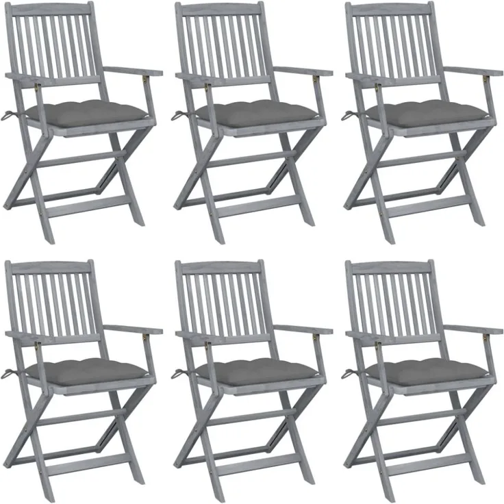 vidaXL Klappbare Gartenstühle 6 Stk. mit Kissen Massivholz Akazie 3065423