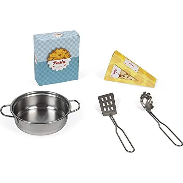 Janod - Küche ‘Plume’ - Kinderküche aus Holz mit Backofen, Edelstahlspüle, Schrank, Induktionskochplatten und Uhr - Spielküche mit 5 Zubehörteilen - Ab 3 Jahren, J06608 – Bild 5