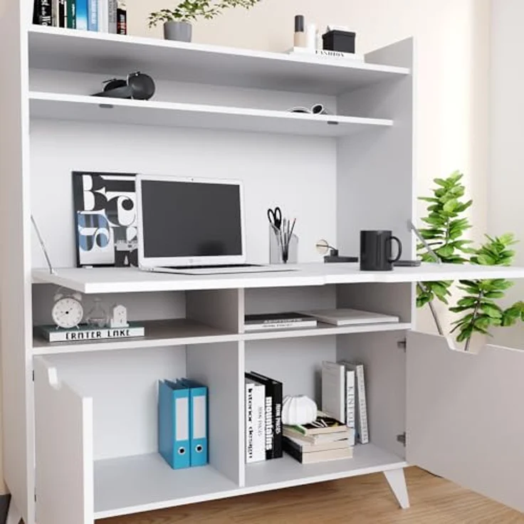 Sekretär Schreibtisch Berdi Weiß 110 x 45 cm Vicco – Bild 6