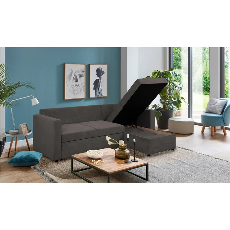 Wohnlandschaft Josua / Jena SO250, Stoff, Beige, Braun, 230 x 83 x 155 cm – Bild 3