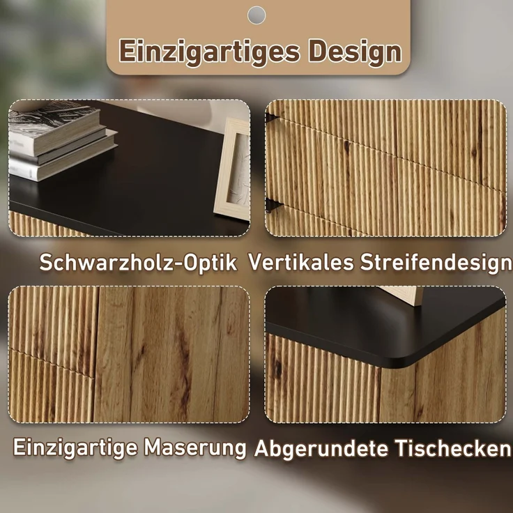 Merax Sideboards, Schränke, Lagerschränke, Kommode, geeignet für Wohnzimmer/Esszimmer/Eingang, 120 x 39,5 x 80cm (B/H/T) Natur und Schwarz – Bild 7