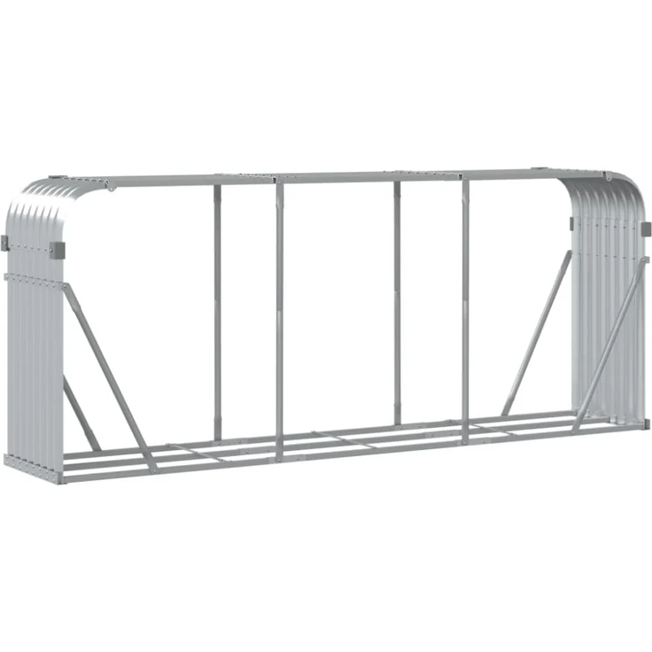 vidaXL Kaminholzunterstand Silbern 234x45x100 cm Verzinkter Stahl 364595 – Bild 2