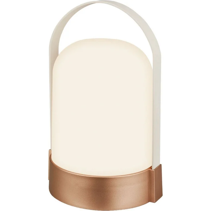 BRILONER - LED Tischlampe kabellos IP44 mit Touch, dimmbar in Stufen, warmweißes Licht, Akku Tischleuchte, Nachttischlampe, LED Lampe, Camping, Outdoor, 14,5 x 13,5 x 24 cm, Altweiß-Bronze metallic – Bild 1