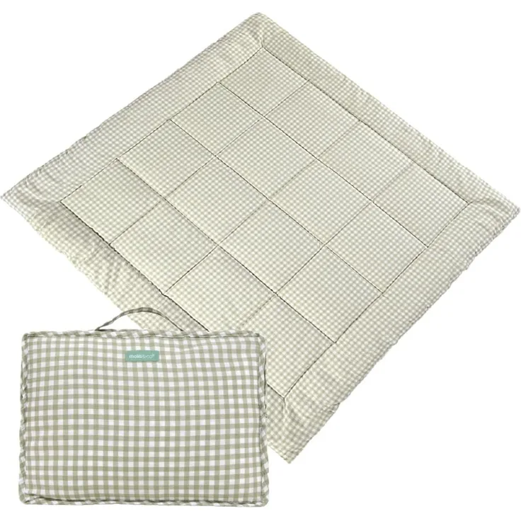Molis&Co - Krabbeldecke 120x120 cm - 100% Baumwolle (OEKO-TEX) - Multifunktionale Spielmatte, Dick & Weich Gepolstert - Ideal als Babydecke & Spieldecke - Mint Tea