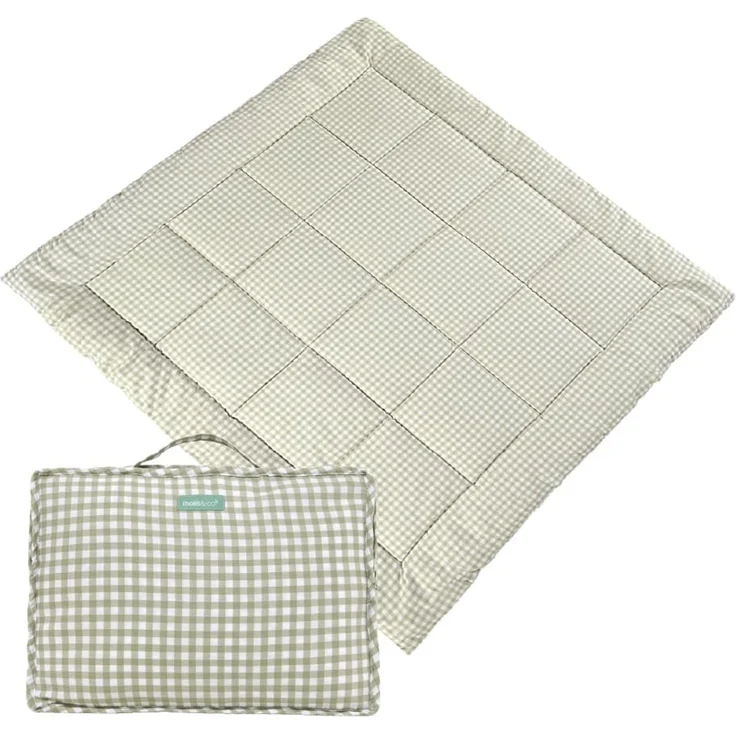 Molis&Co - Krabbeldecke 120x120 cm - 100% Baumwolle (OEKO-TEX) - Multifunktionale Spielmatte, Dick & Weich Gepolstert - Ideal als Babydecke & Spieldecke - Mint Tea