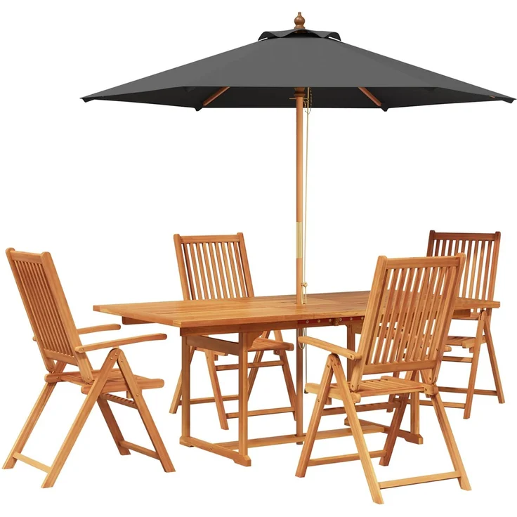 vidaXL Essgruppe für draußen mit Sonnenschirm 6 stk. 4-Sitzer 3438547 – Bild 2