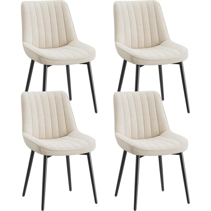COLAMY Samt Esszimmerstühle 4er Set – Gepolsterte Stühle für Esszimmer & Küche mit Metallbeinen, Dickem Sitzpolster & Rutschfesten Füßen, Beige – Bild 1