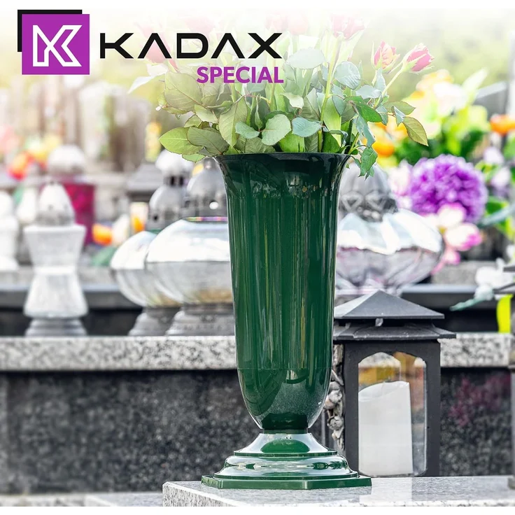 KADAX Vase Fläschchen Friedhof Grab Grabstein Grün 23cm – Bild 8