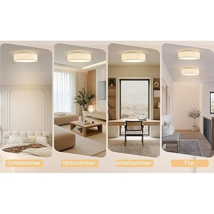 Zedelmaier Deckenlampe Stoff Rund 50cm E27x3 max. 40W Deckenleuchte Stoffschirm Wohnzimmer Schlafzimmer Küche Flur Kinderzimmer Lampe Decke Lampenschirm (Weiße Würfel,Ø50x13cm) – Bild 4
