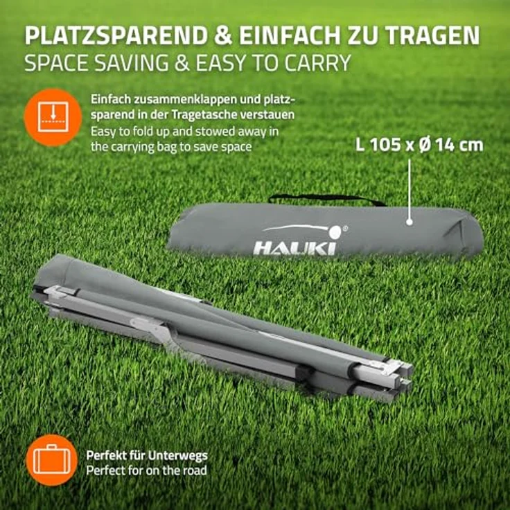 Hauki Feldbett Campingbett klappbar mit Tragetasche Belastbarkeit bis 150 kg Gästebett 210x83x46 cm Grau XL Klappbett für Reisen Metallrohr – Bild 6