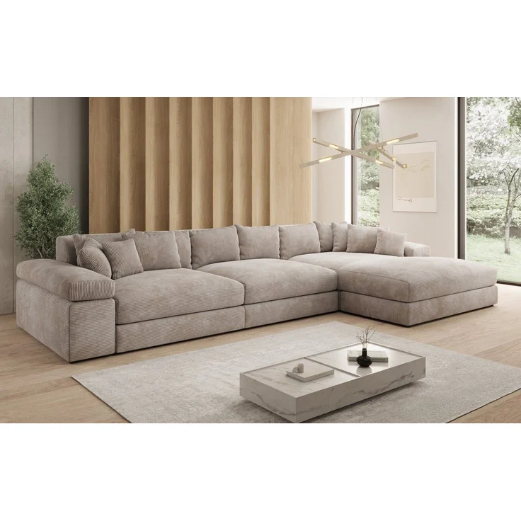 Luxusbetten24 Sofa Designer Sofa Bernardo L Maxi in Cord, mit breiter Ottomane – Bild 3
