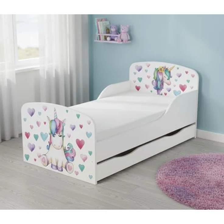 Leomark Kinderbett 70x140 cm, Einhorn, mit Matratze, Schublade und Lattenrost – Bild 6