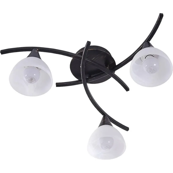 Lindby Deckenleuchten Della, Glas Schwarz IP20, 3 x 40 W