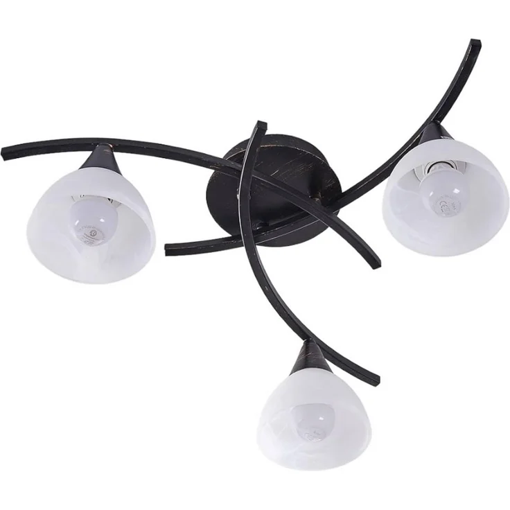 Lindby Deckenleuchten Della, Glas Schwarz IP20, 3 x 40 W