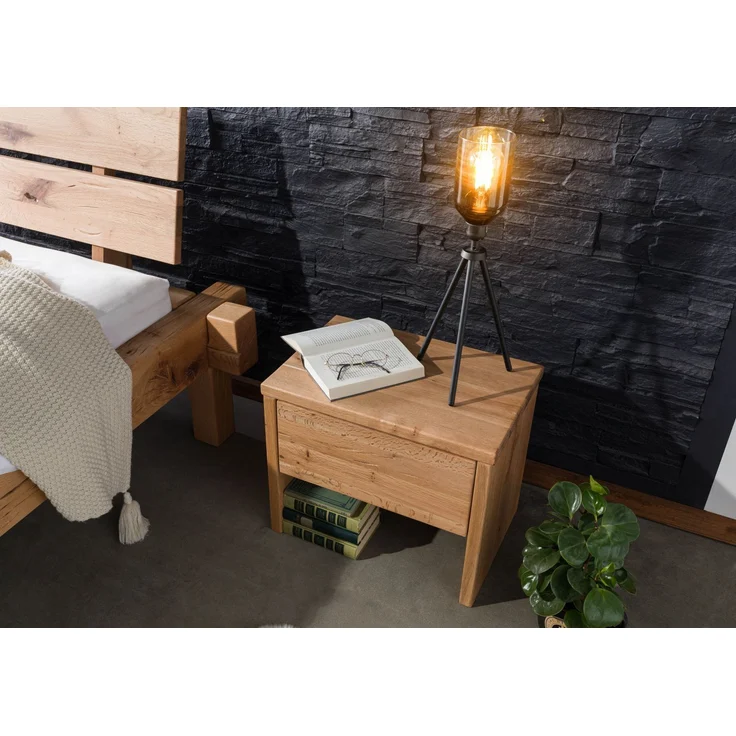 Nachttisch Zerreiche 50x35x40 natur geölt JANGALI #729 – Bild 2