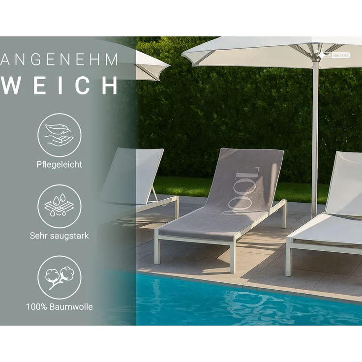 ZOLLNER Badetuch, 100% Baumwolle, 80x200 cm, stone – Bild 3