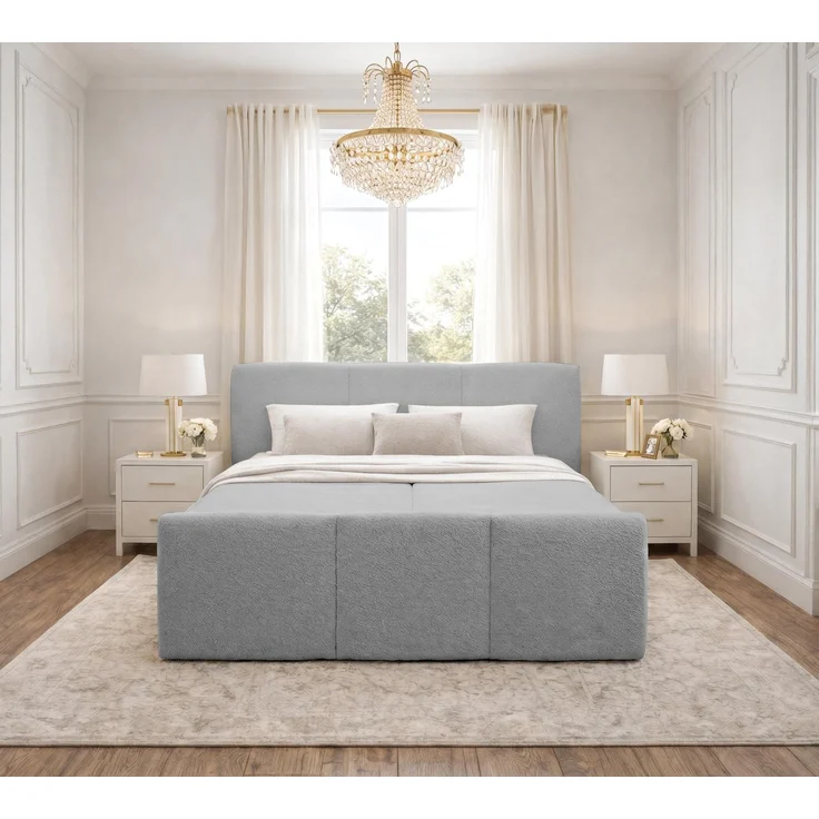 AX LIVING Boxspringbett Hellgrau Ankarra 140x200 cm Bett mit Stauraum – Bild 2
