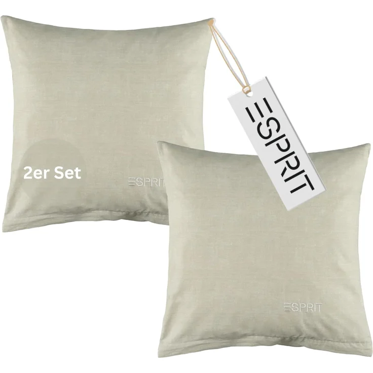 Esprit Bettwäsche HARP Renforcé Kissenbezüge und Bettwäsche, Baumwolle, 2 teilig, 40 x 40 cm 2er Pack in Grau – Bild 1