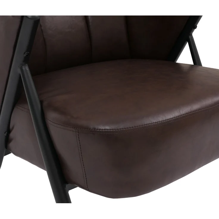 Sessel HWC-P30, Polster-/Cocktail-/Clubsessel Lounge Chair Vintage Retro Industrial Metall Kunstleder ~ dunkelbraun – Bild 8