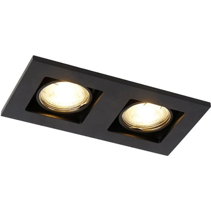 Qazqa LED Einbaustrahler Qure, ohne Leuchtmittel, GU10, Schwarz, Modern, Aluminium, 2-flammig – Bild 2