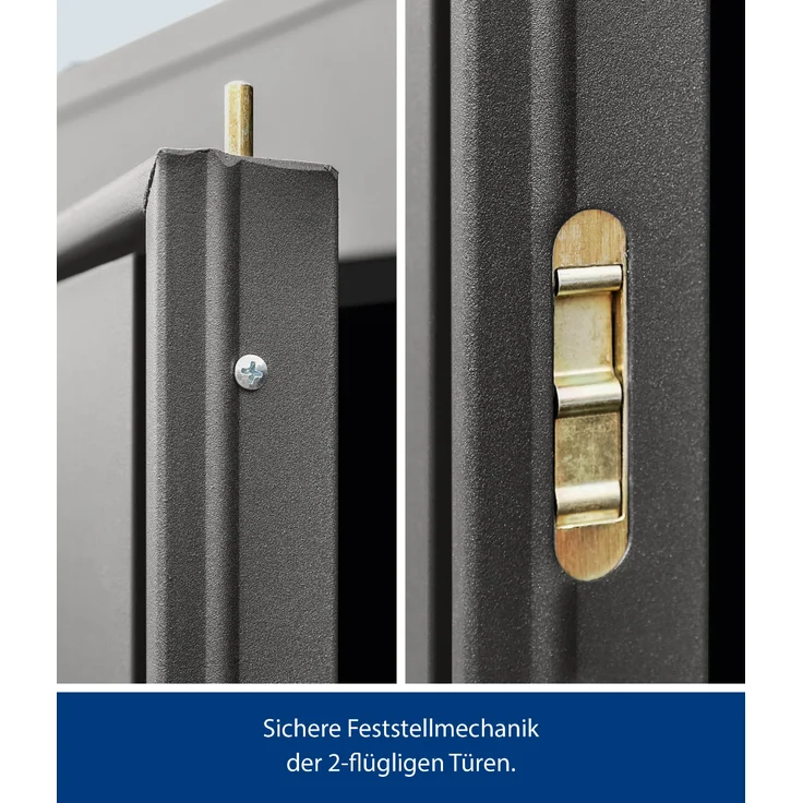 Hörmann Metall-Gerätehaus Berry Classic mit Pultdach Typ 1, 248 x 153 cm, graualuminium, 3,8 m²,2-flüglige Tür – Bild 2