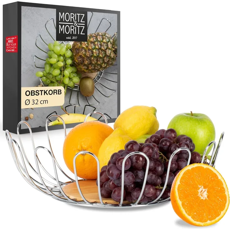 Moritz & Moritz Obstschale Moritz & Moritz Obstkorb Rund Bögen silber, Metall, (32cm, 2-tlg), Korb für Geschenke, Früchte, Gemüse und Brot