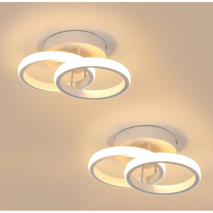 Goeco 2 Stücke Deckenlampe LED, 22W 2475LM LED Deckenleuchte Moderne, 2 Flammig, 3000K Warmweiß Licht Runde Lampe für Wohnzimmer Schlafzimmer Küche, Weiß