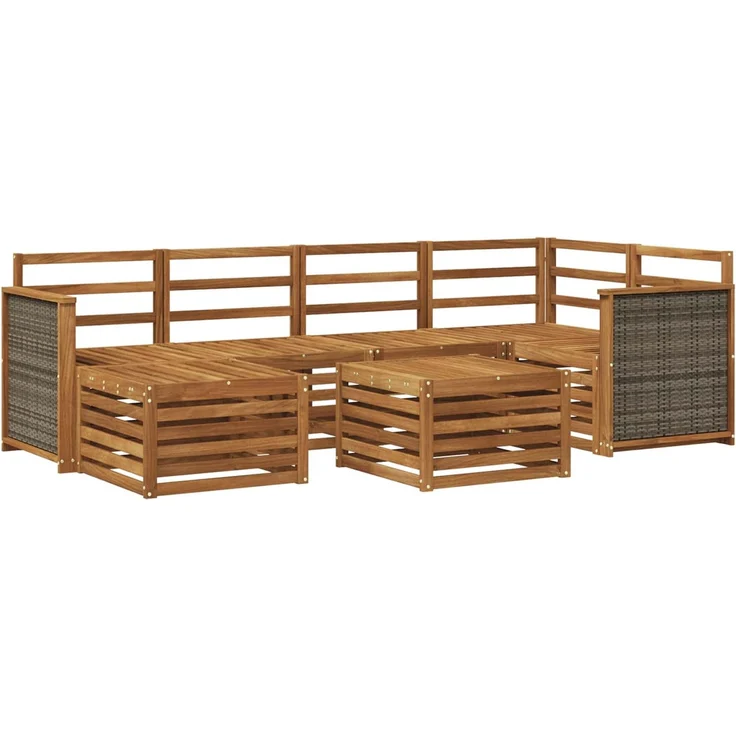 vidaXL Outdoor-Sofagarnitur 7 stk. 5-Sitzer Natur Massivholz Akazie 3384585 – Bild 2