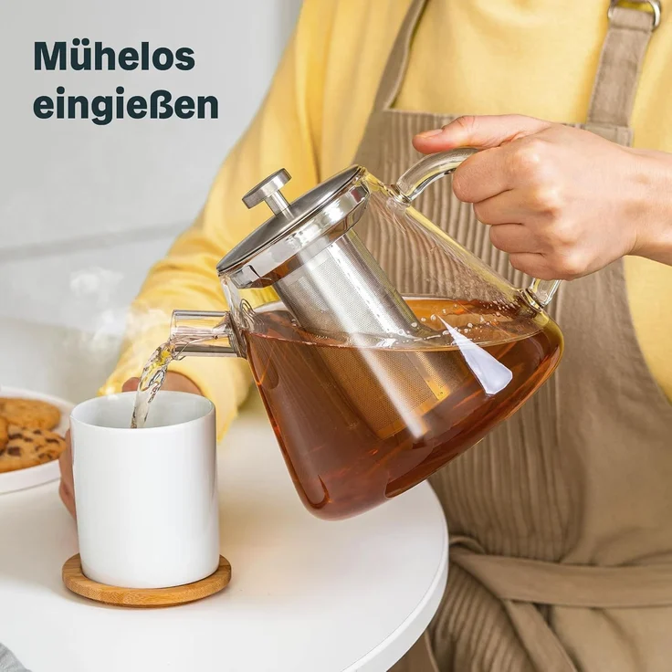 SILBERTHAL Teekanne Glas mit Siebeinsatz, 1.5 l, Hitzebeständiges Glas geeignet für E-Herd, Teewärmer & Gasherd – Bild 4