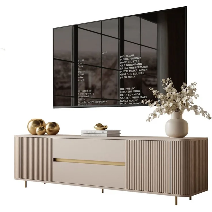 Lookway TV-Schrank MIRAGE GOLD 180 cm mit geriffelten Fronten
