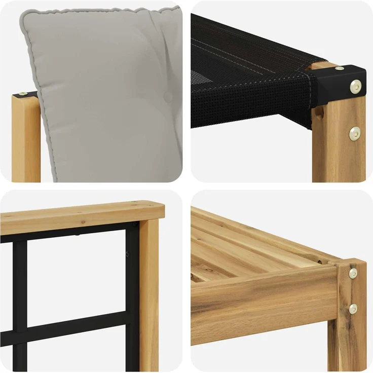 vidaXL Outdoor-Sofagarnitur 7 Stk. Weiß und Hellgrau Massivholz Akazie 3388881 – Bild 10