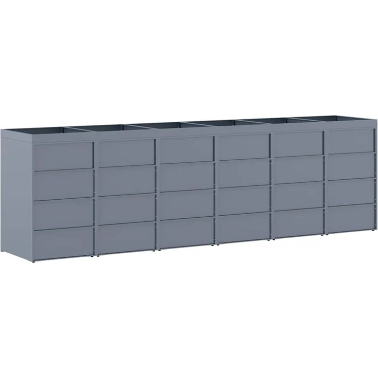 vidaXL Wagenmüllbehälter für 6 Behälter Hellgrau 408 x 77,5 x 121,5 cm 3394752 – Bild 9