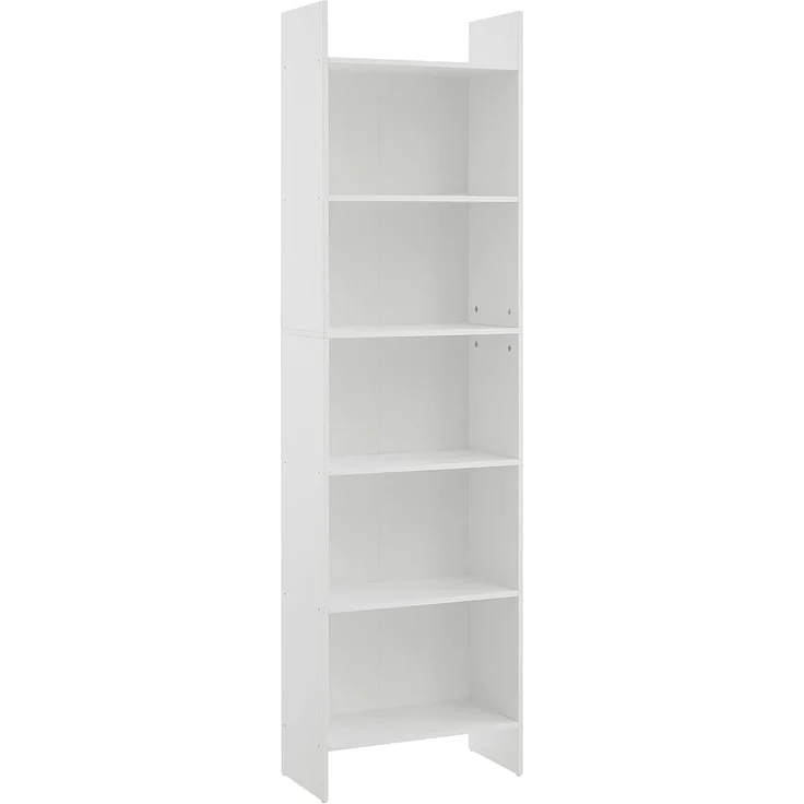 Bücherregal, Regal, Standregal, Büroregal, mit 6 Fächern, offen, für Wohnzimmer, Arbeitszimmer, Büro, als Raumteiler, 24 x 48 x 170 cm, Weiß – Bild 2