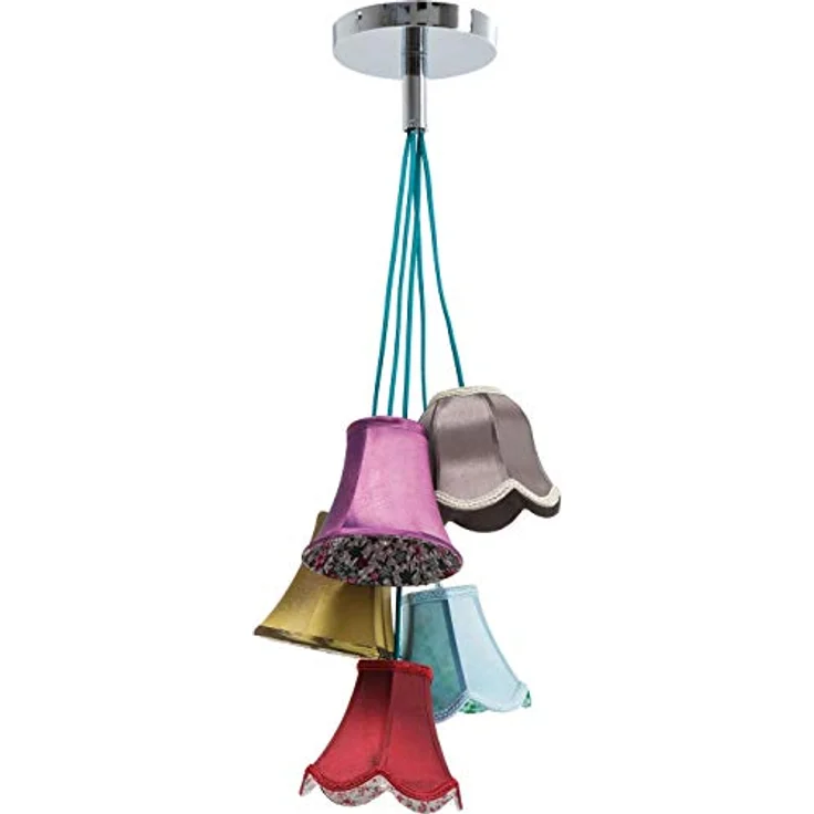 Kare Design Hängelampe Saloon Flowers, Bunt, 5 Lampenschirme, Leuchtmittel nicht Inklusive, E14 Fassung, Esstisch Lampe, Wohnzimmer, Bauernhaus Stil, Kunstseide, 92x45x45cm (H/B/T) – Bild 6