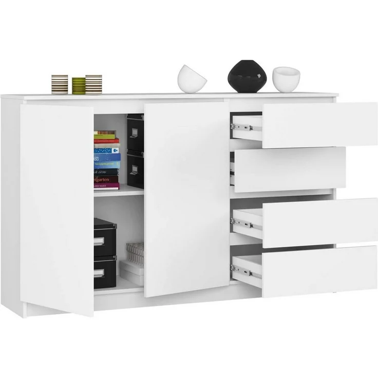 Raumhirsch Furniture Kommode 160 cm mit 4 Schubladen Türen Sideboard Schubladenschrank Wohnschrank, Highboard / Kommode 160 cm, Sideboard Organizer für jeden Raum – Bild 1