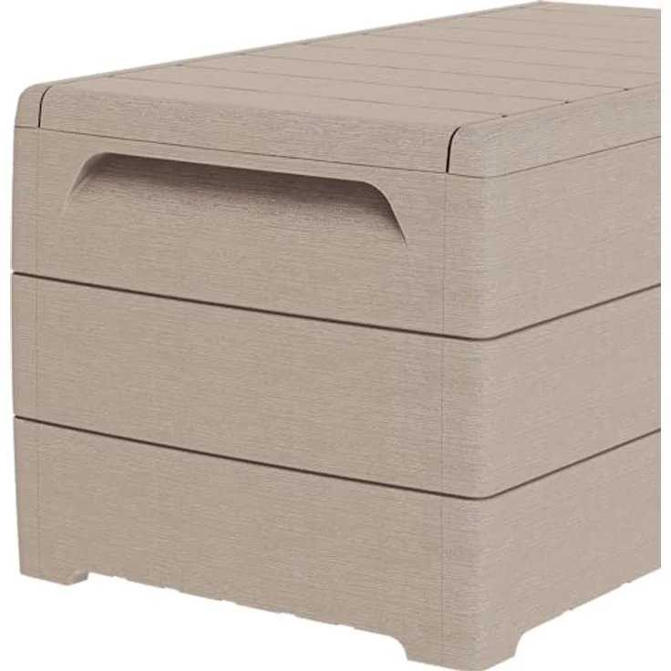 Duramax Cedargrain Durabox 416L Kissenbox aus Kunststoff, Für den Außenbereich, Aufbewahrungsbox, Deckbox und Garten-Organizer, Abschließbare Kunststoff-Kissenbox mit Gasflasche und seitlichen – Bild 12
