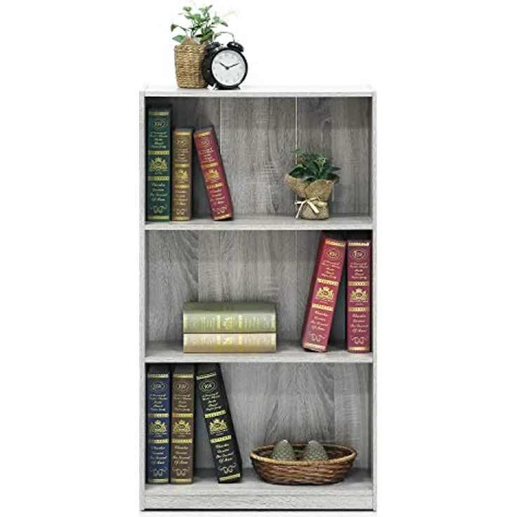 Furinno Basic Bücherregal mit 3 Fächern, Aufbewahrungsregal, holz, Französisches Eichengrau, 23. 49x23. 49x100. 33 cm – Bild 5