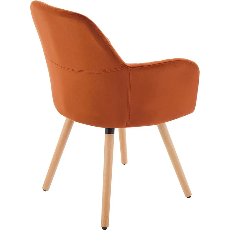 Vente-unique - Stuhl mit Armlehnen 2er-Set - Samt & Metall in Holzoptik - Terracotta - ELEANA – Bild 9